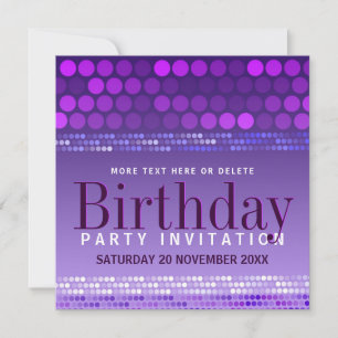 Invitación de cumpleaños para fiesta morada rosa f
