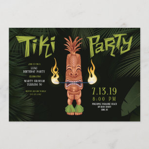 Invitación de cumpleaños para fiesta nocturna Tiki