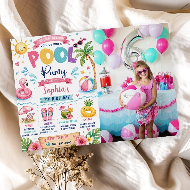 Invitación de cumpleaños para fiesta tropical en l (Subido por el creador)
