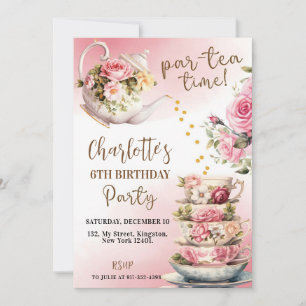 Invitación de cumpleaños para Fiestas de té - Par