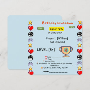 Invitación de cumpleaños para gamer - Videojuego r
