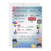 Invitación de cumpleaños para gamers: tarjeta de f
