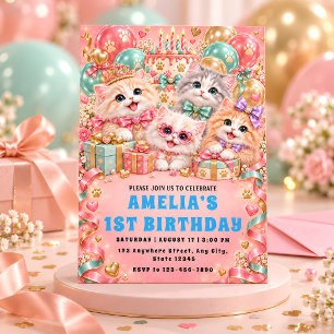 Invitación de cumpleaños para gatito perfecto por