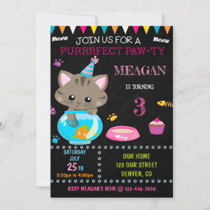 Invitación de cumpleaños para gatitos Invitación p