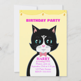 Invitación de cumpleaños para gato adorable