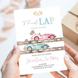 Invitación de cumpleaños para gemelos de coches de