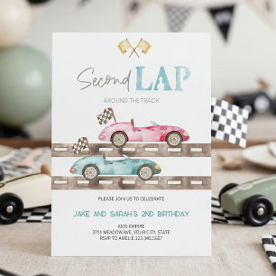 Invitación de cumpleaños para gemelos de coches de