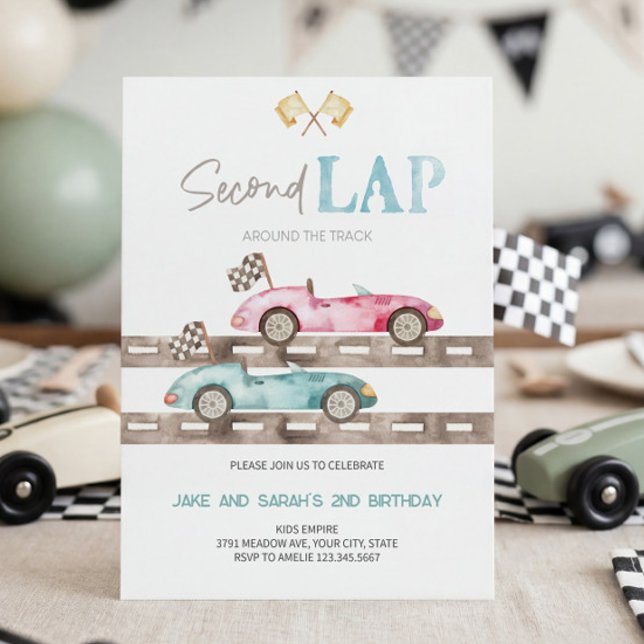 Invitación de cumpleaños para gemelos de coches de (Subido por el creador)