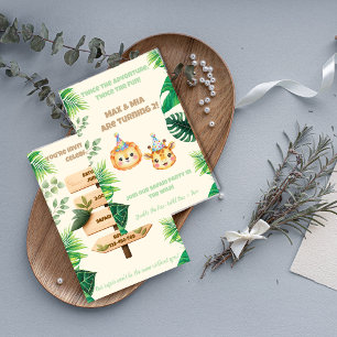 Invitación de cumpleaños para gemelos de safari en