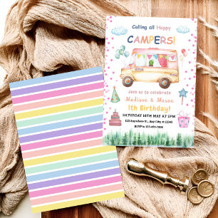 Invitación de cumpleaños para gemelos niña y niño 
