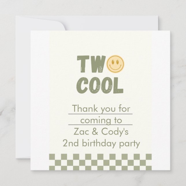 Invitación de cumpleaños para gemelos Two Cool – E (Anverso)