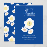 Invitación de cumpleaños para girar huevo frito tr