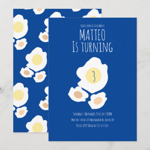 Invitación de cumpleaños para girar huevo frito tr