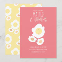 Invitación de cumpleaños para girar huevo frito tr