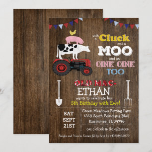 Invitación de cumpleaños para granja de animales p