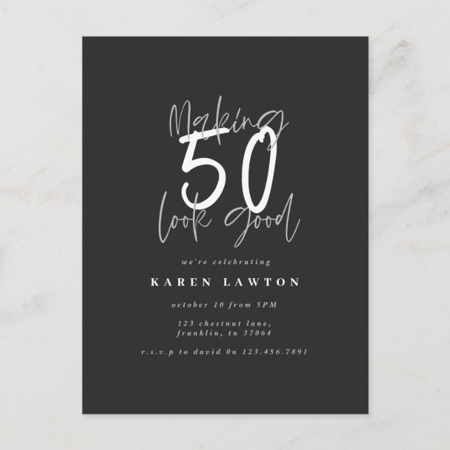Invitación de cumpleaños para hacer que los 50 se  (Anverso)