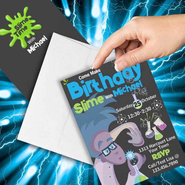 Invitación de cumpleaños para hacer slime (Subido por el creador)