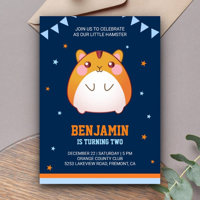 Invitación de cumpleaños para hámster lindo (Subido por el creador)