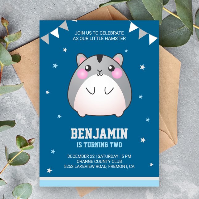 Invitación de cumpleaños para hámster lindo (Subido por el creador)