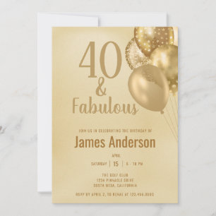 Invitación de cumpleaños para hombres 40 y fabulos