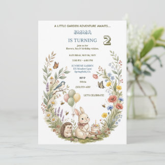 Invitación de cumpleaños para jardín de conejos, G