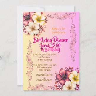 Invitación de cumpleaños para jardín de flores sil
