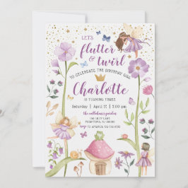 Invitación de cumpleaños para jardín de hadas enca