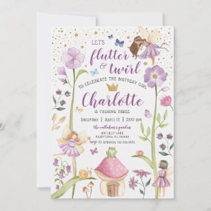 Invitación de cumpleaños para jardín de hadas enca
