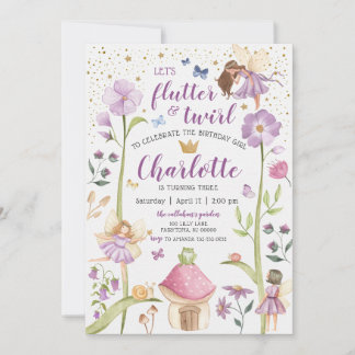 Invitación de cumpleaños para jardín de hadas enca