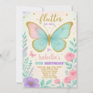 Invitación de cumpleaños para jardín de mariposas