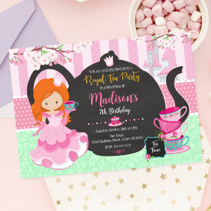 Invitación de cumpleaños para jardín de té de prin