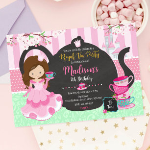 Invitación de cumpleaños para jardín de té de prin