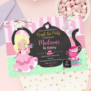 Invitación de cumpleaños para jardín de té de prin