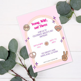Invitación de cumpleaños para joven, salvaje y tre
