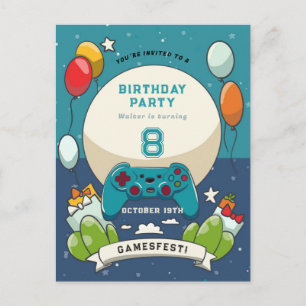 Invitación de cumpleaños para juegos infantiles