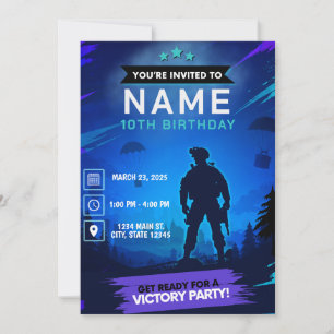 Invitación de cumpleaños para jugador de Battle Ro
