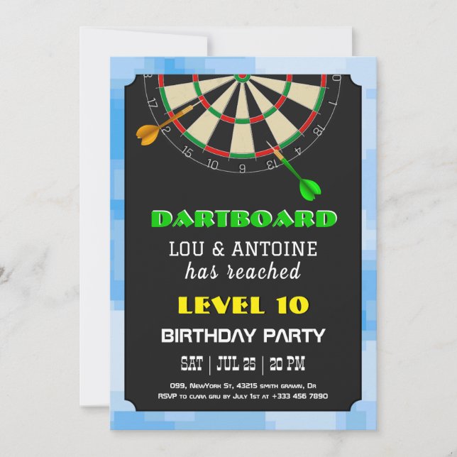 Invitación de cumpleaños para jugador de diana de  (Anverso)