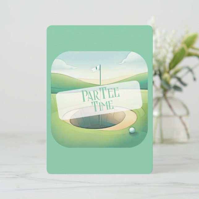 Invitación de cumpleaños para jugar al golf Par-Te (Anverso de pie)
