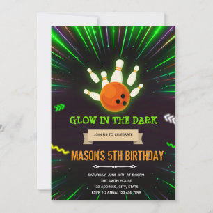 Invitación de cumpleaños para jugar bolos brillant
