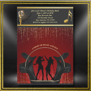 Invitación de cumpleaños para karaoke en fiesta de