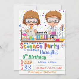Invitación de cumpleaños para la ciencia loca a lo