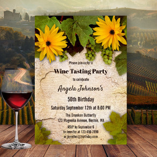 Invitación de cumpleaños para la degustación de vi