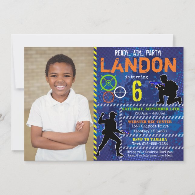 Invitación de cumpleaños para la fiesta de Dart Ta (Anverso)