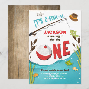 Invitación de cumpleaños para la pesca con peces a