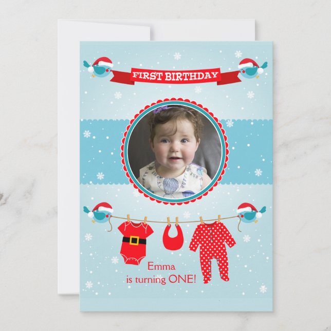 Invitación de cumpleaños para la primera Navidad c (Anverso)