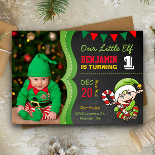 Invitación de cumpleaños para la primera Navidad d