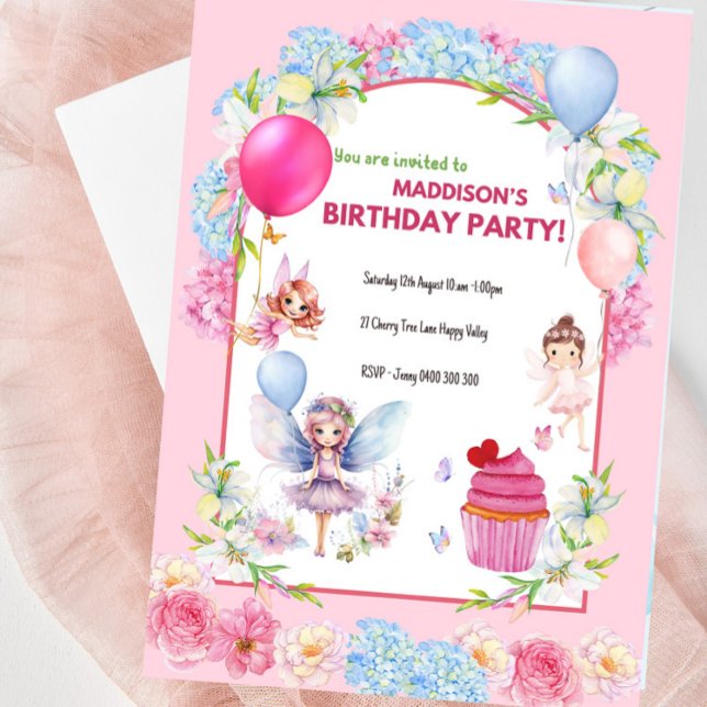 Invitación De Cumpleaños Para Los Chicas (Fairy Birthday Party Invitation For Girls )