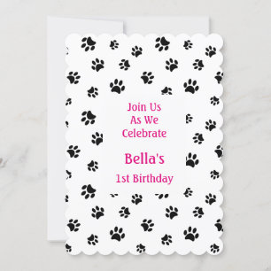 Invitación de cumpleaños para mascotas con huellas