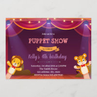 Invitación de cumpleaños para mostrar títeres