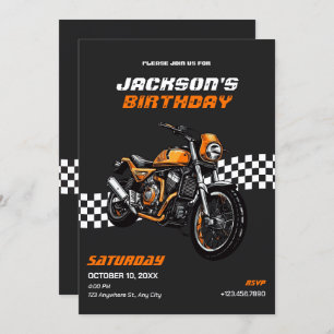 Invitación de cumpleaños para motocicleta clásica